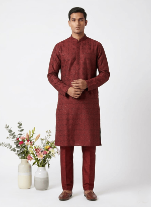 Kurta With Straight Pajama Maroon