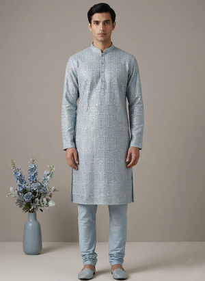 Kurta With Straight Pajama Grey